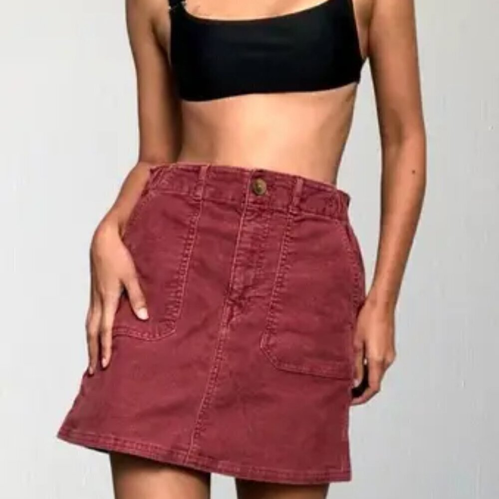 American Eagle Super Stretch Burgundy Red Corduroy Skirt